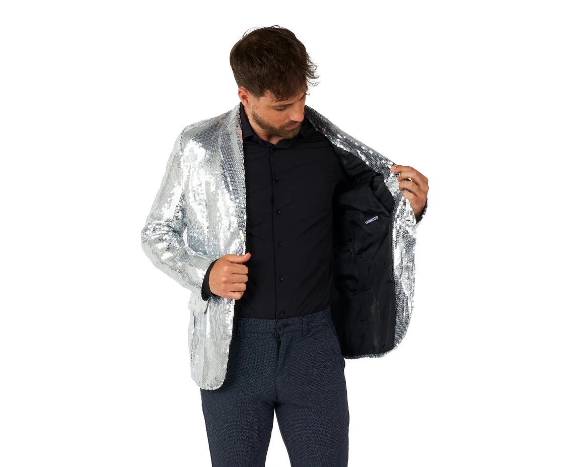 Marynarka dla dorosłych Sequins Silver, rozm. 48/50 (M)